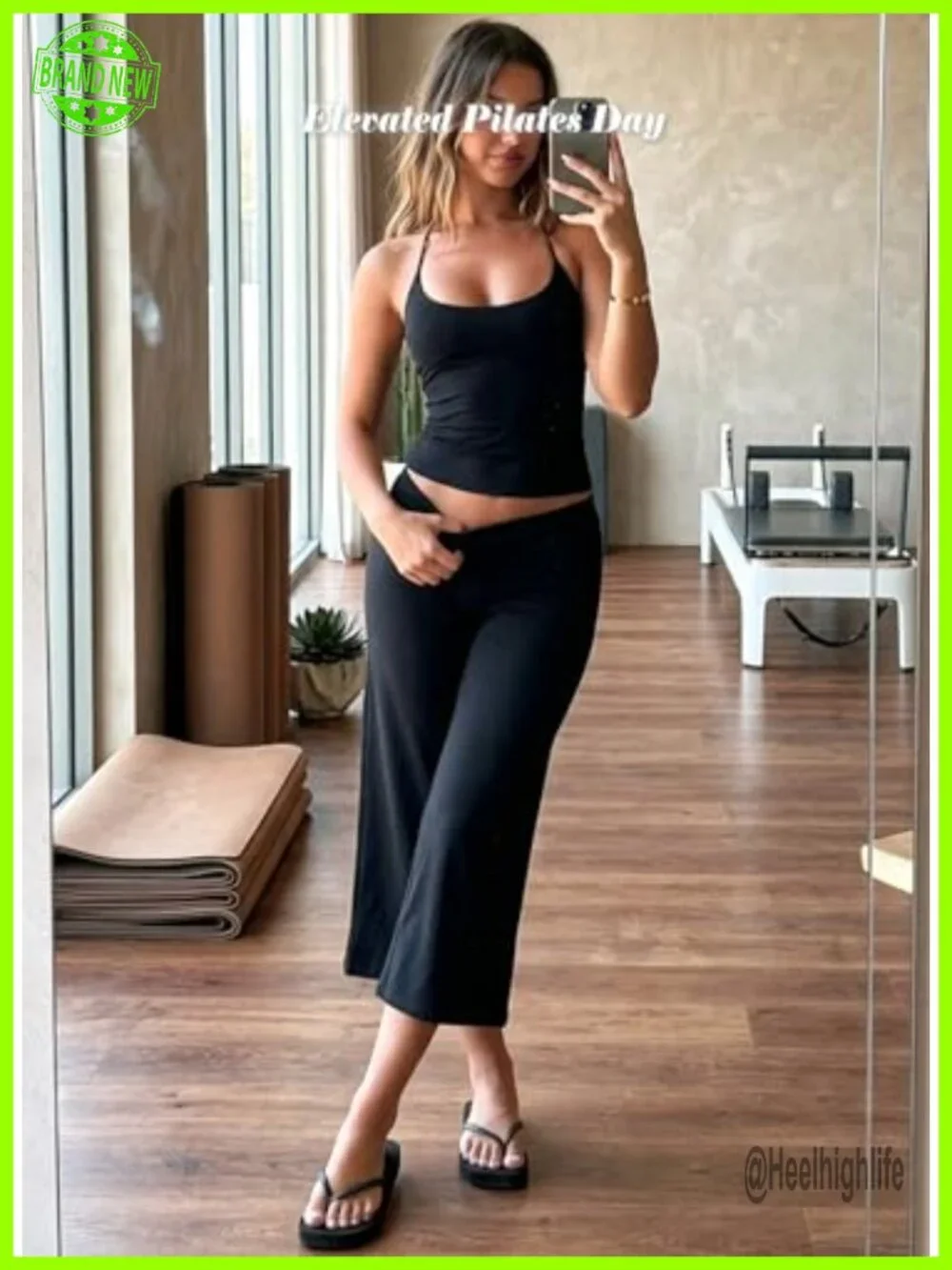 Wide Leg Capri Yoga Pants Women High Waist Gym Athletic Bottoms Nylon Spandex